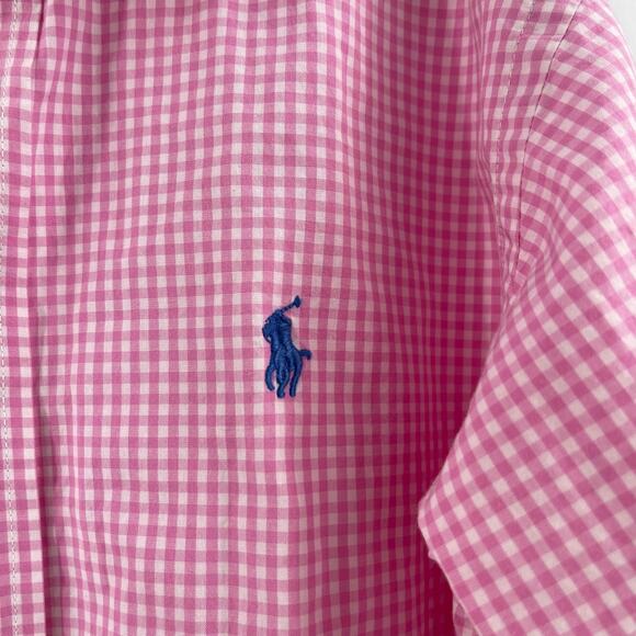 RALPH LAUREN Shirt Size Medium 12/14 Boys Button Down Pink Checks 100% Cotton - Picture 4 of 11